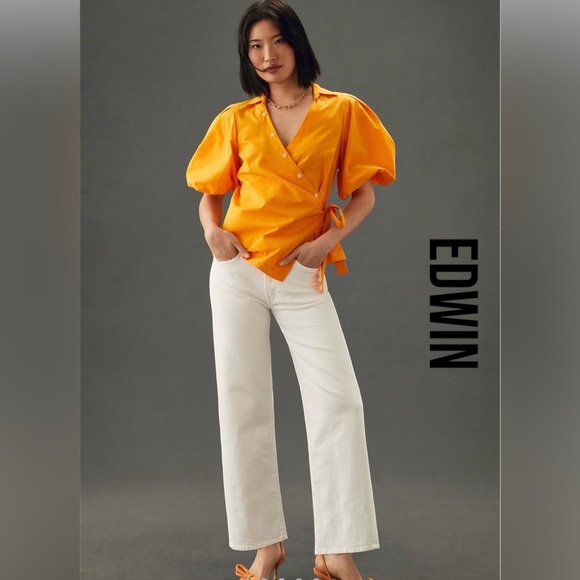 Edwin Denim - EDWIN Jeans Marli Wide Leg Ankle Off White Cream Ecru Women Size 26 NWT $208
